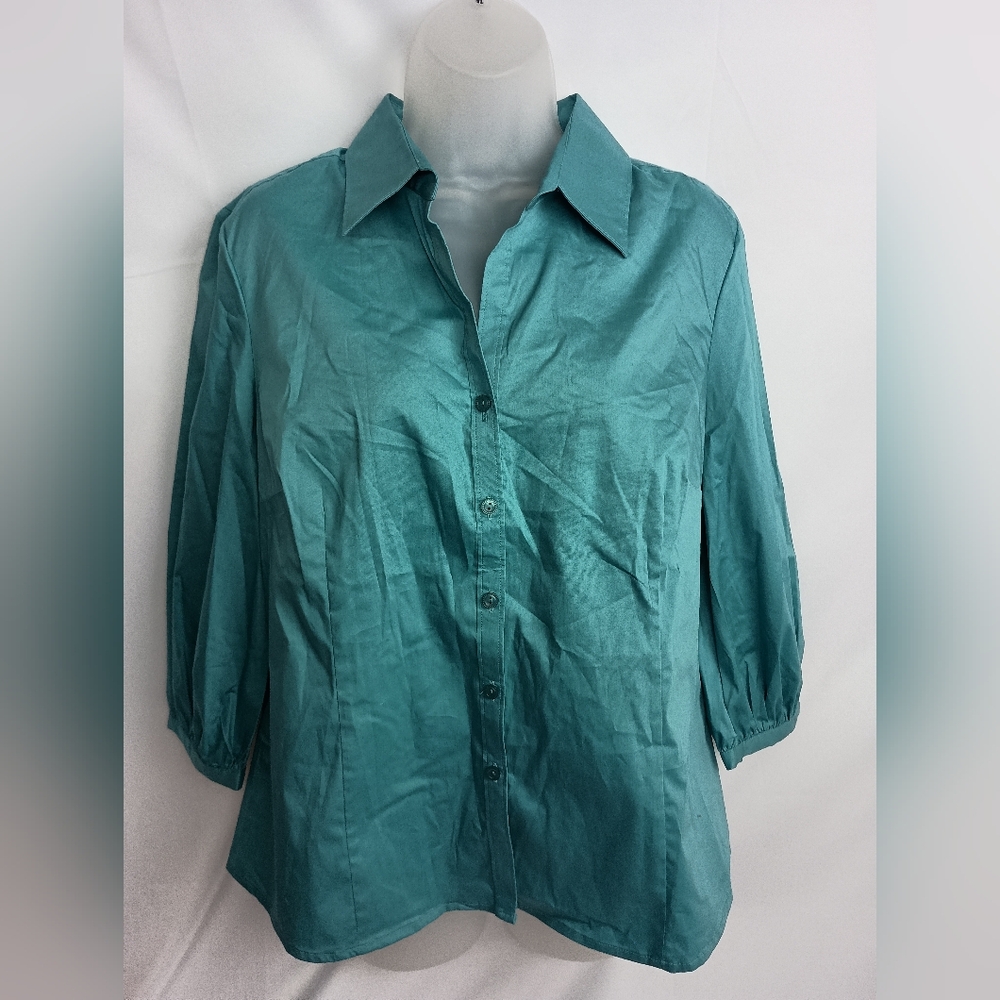 NWT GEORGE L Western Teal‎ Pink Button-Up Top Bundle Set Office Church Work
